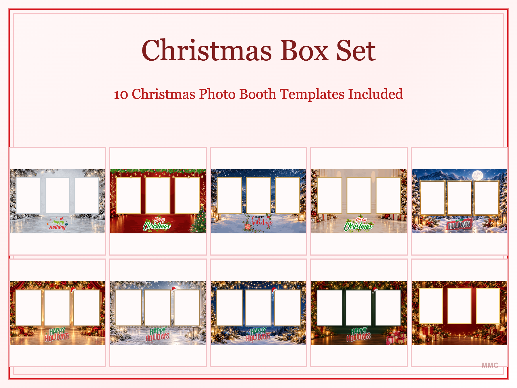10 Christmas Photo Booth Templates Box Set