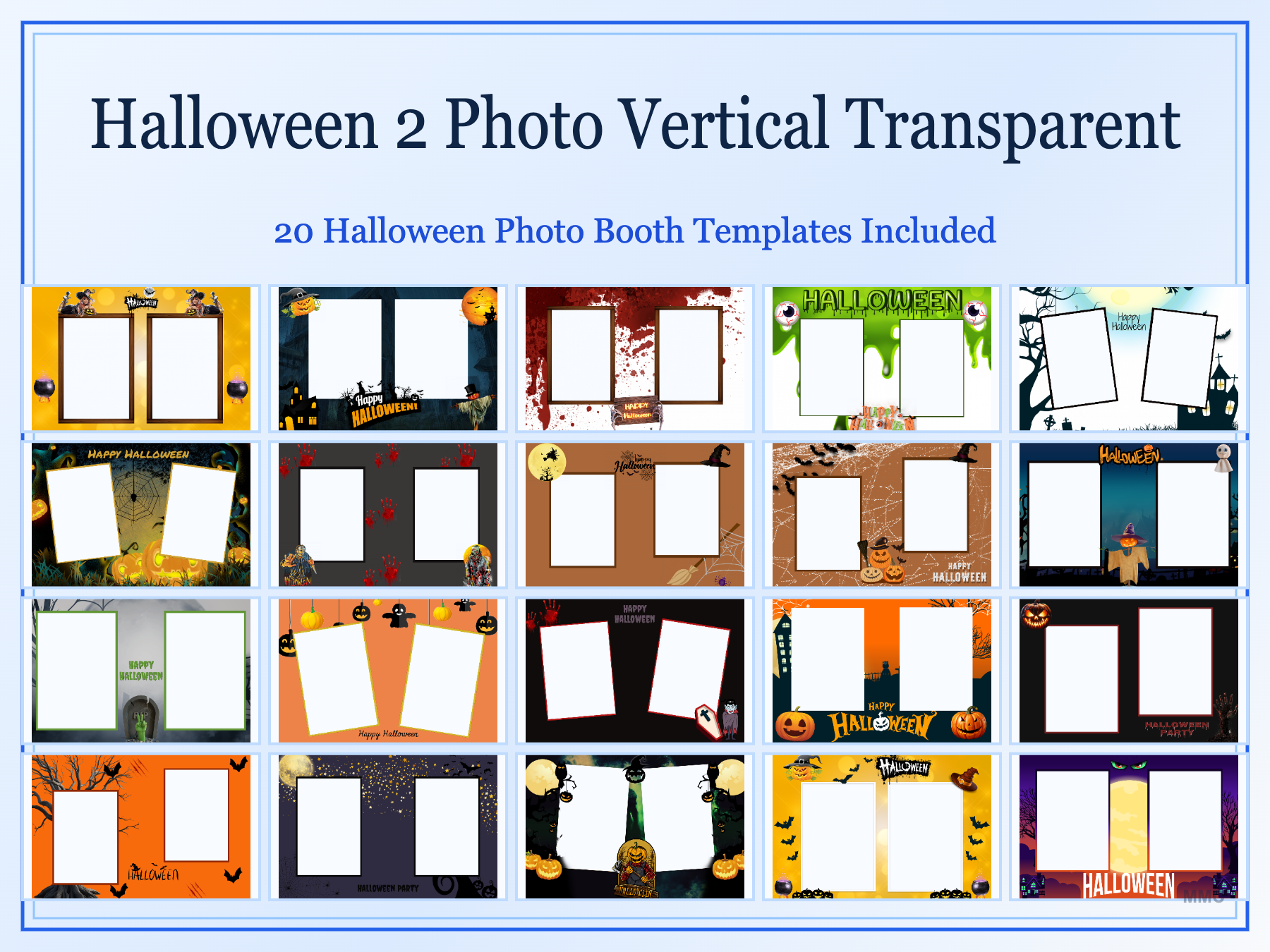 Halloween 2 Photo Vertical Transparent 4x6 20 Templates Box Set
