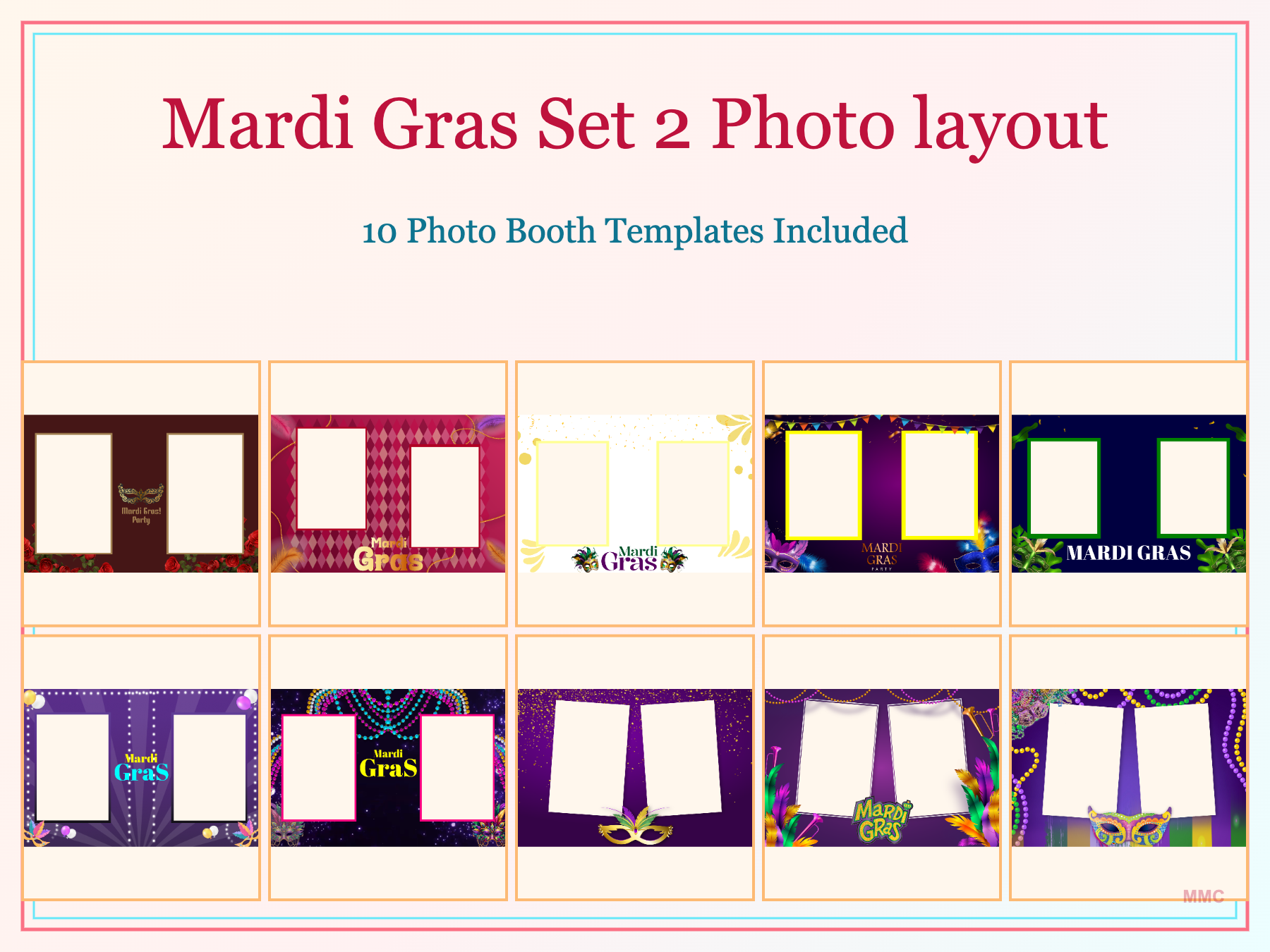 Mardi Gras 2 Photo Layout 10 Templates Box Set 2