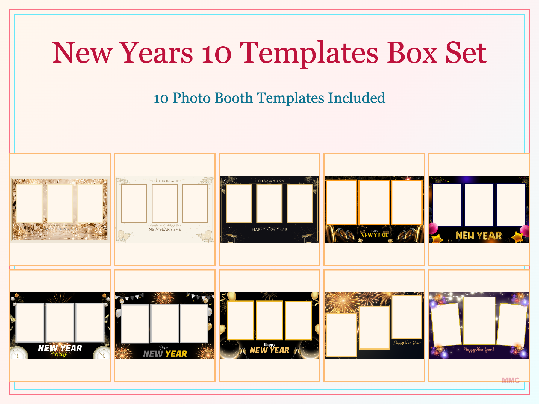 New Year’s Eve 10 Photo Booth Templates Box Set
